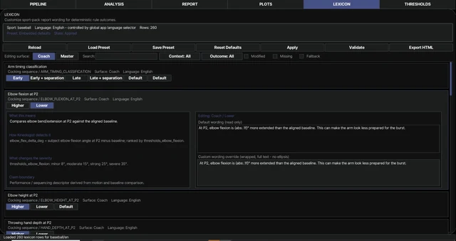 Lexicon Editor How Coach and Master wording can be edited while evidence remains stable. thumbnail